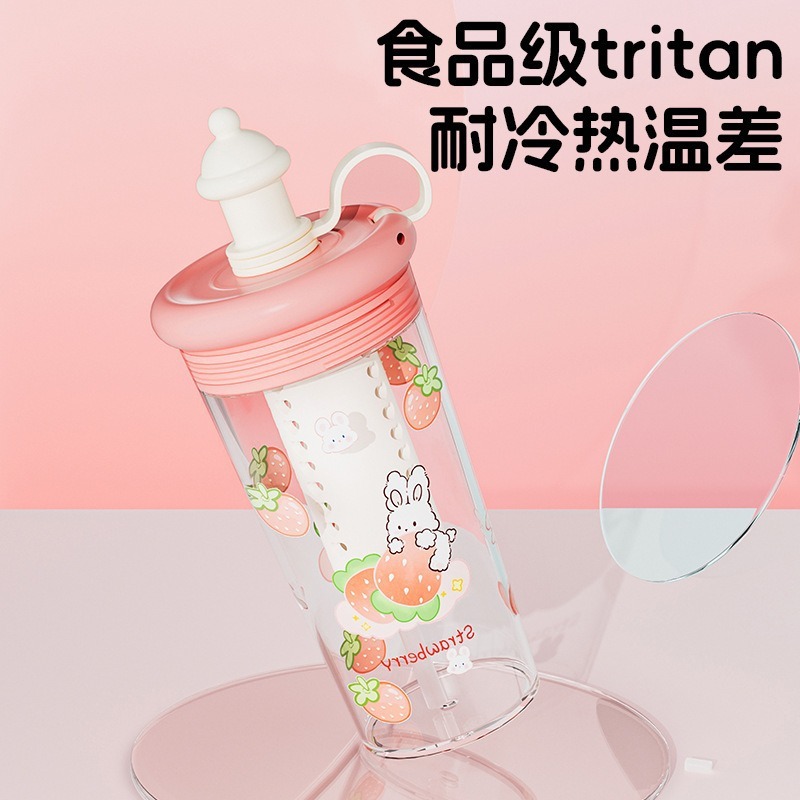 カップ女子新製品2025高颜値夏耐高温ストローカップtritan大容量学生かわいいカップ|undefined