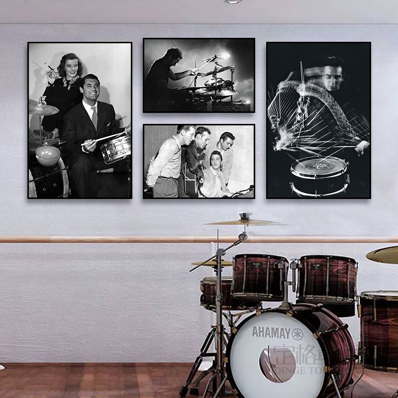 Jazz Hanging Painting Saxophone Musician Conductor Character Wall Decoration Painting Nostalgic Bar Musical Instrument Mural