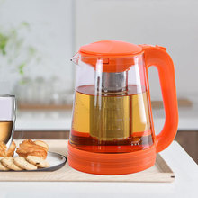 厂家直销耐热玻璃塑料橙色茶壶养生壶304不锈钢滤网煮茶器2L