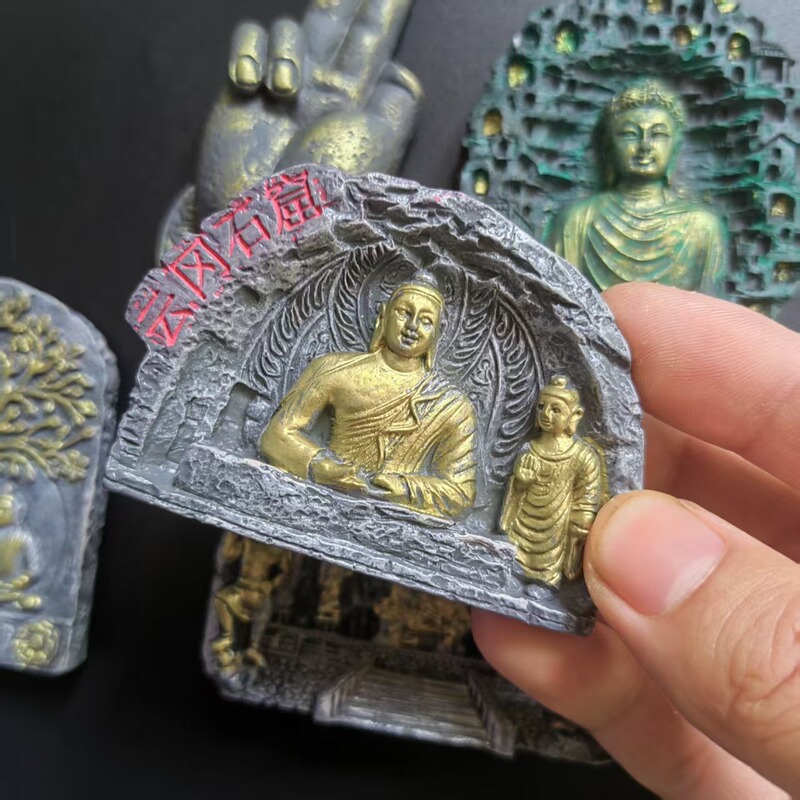 山西雲崗石窟 洛陽龍門 仏手 仏蓮 文化的創造性 樹脂製冷蔵庫用マグネット 装飾メッセージ 磁石 国潮風|undefined