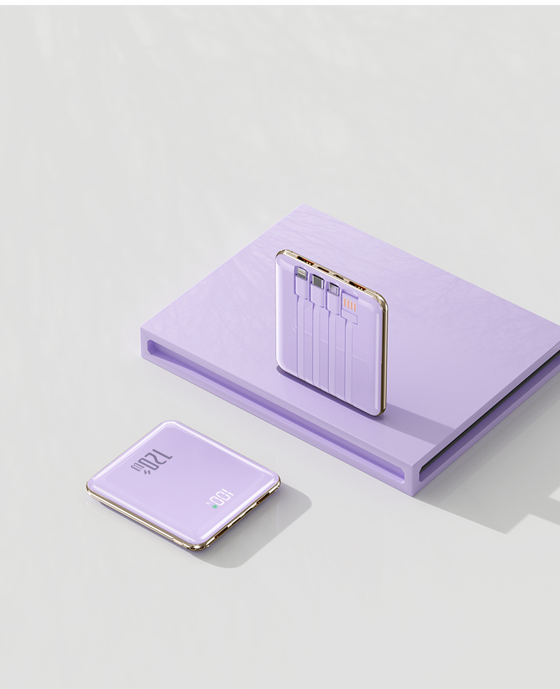 20000mAh 대용량 초슬림 자체 케이블 보조배터리 슈퍼 고속 충전 컴팩트 휴대용 미니 모바일 전원 공급 장치