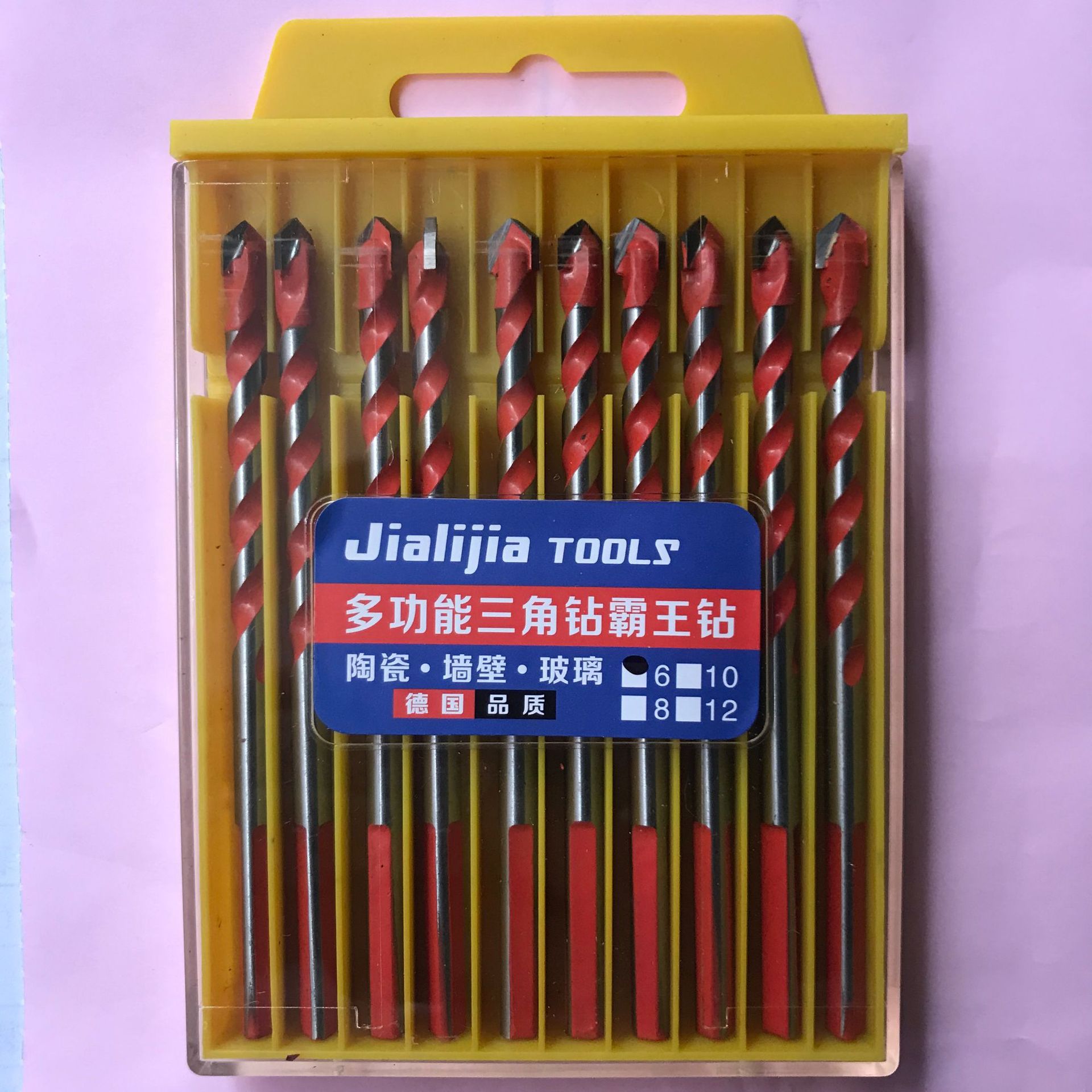 Fabricante de fuente taladro de aleación taladro de triángulo de cerámica de vidrio pared Overlord taladro alemán de cuatro cuchillas taladro cruzado