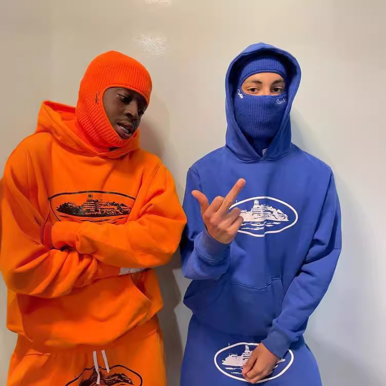 Trendy Pullover Sweatshirt Sports Loose Sweatshirt Men's High Street American Alcatraz Long-Sleeved Print Women's Hip-Hop European Station