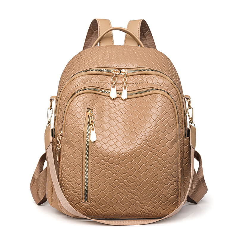 Fábrica al por mayor 2024 nueva mochila de cuero suave para mujer coreana Mochila de viaje al aire libre multifuncional de doble uso de moda