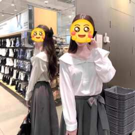 上衣缎面布学姐衬衫半身裙两件套装女设计感百搭气质显瘦早秋代发