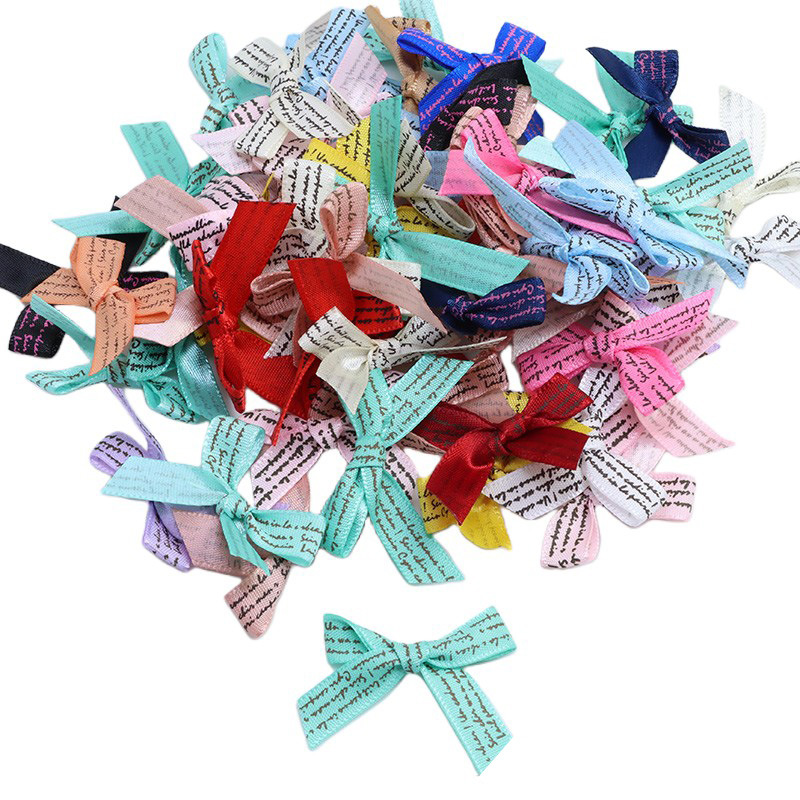 1cm约50个装英文印刷丝带成品蝴蝶结礼品包装内衣发卡材料