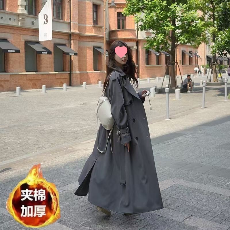 高个子超长灰色风衣春秋女款2025新款加长版脚踝大衣气质高档外套|undefined