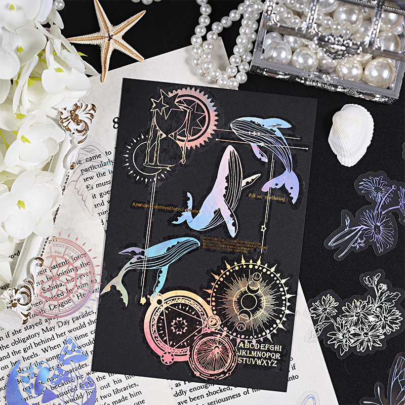 Bosque Zhibao láser bolsa de pegatinas impermeable pet material pegatinas creativas