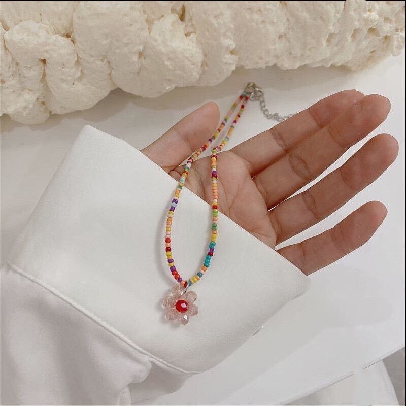 Wholesale Jewelry Simple Style Classic Style Flower Artificial Crystal Glass Beaded Pendant Necklace display picture 1