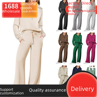 Autumn sports suit for leisure with zipper, long-sleeve, set, European style, 2023, Amazon