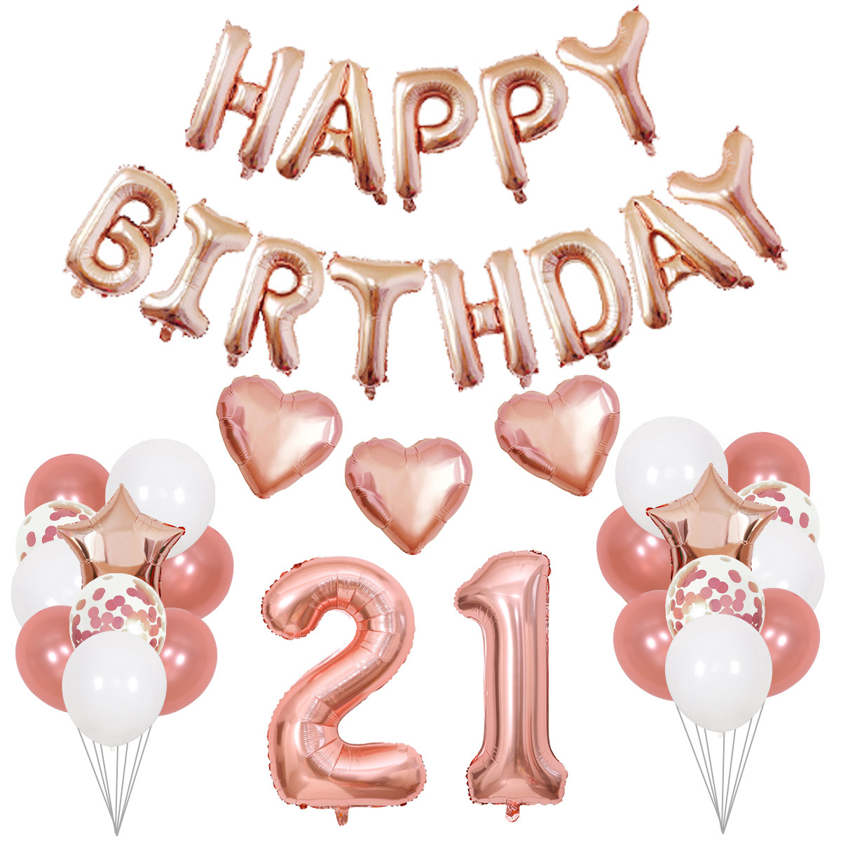 Globo digital Globo de cumpleaños Venta al por mayor transfronteriza Fiesta de cumpleaños Decoración Escena de decoración Globo de película de aluminio de oro rosa