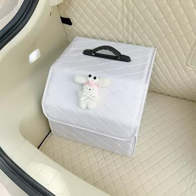 Car storage bag/box: cute multifunctional sundries box for - big-eye-plush-rabbit-white-storage-box-small-size