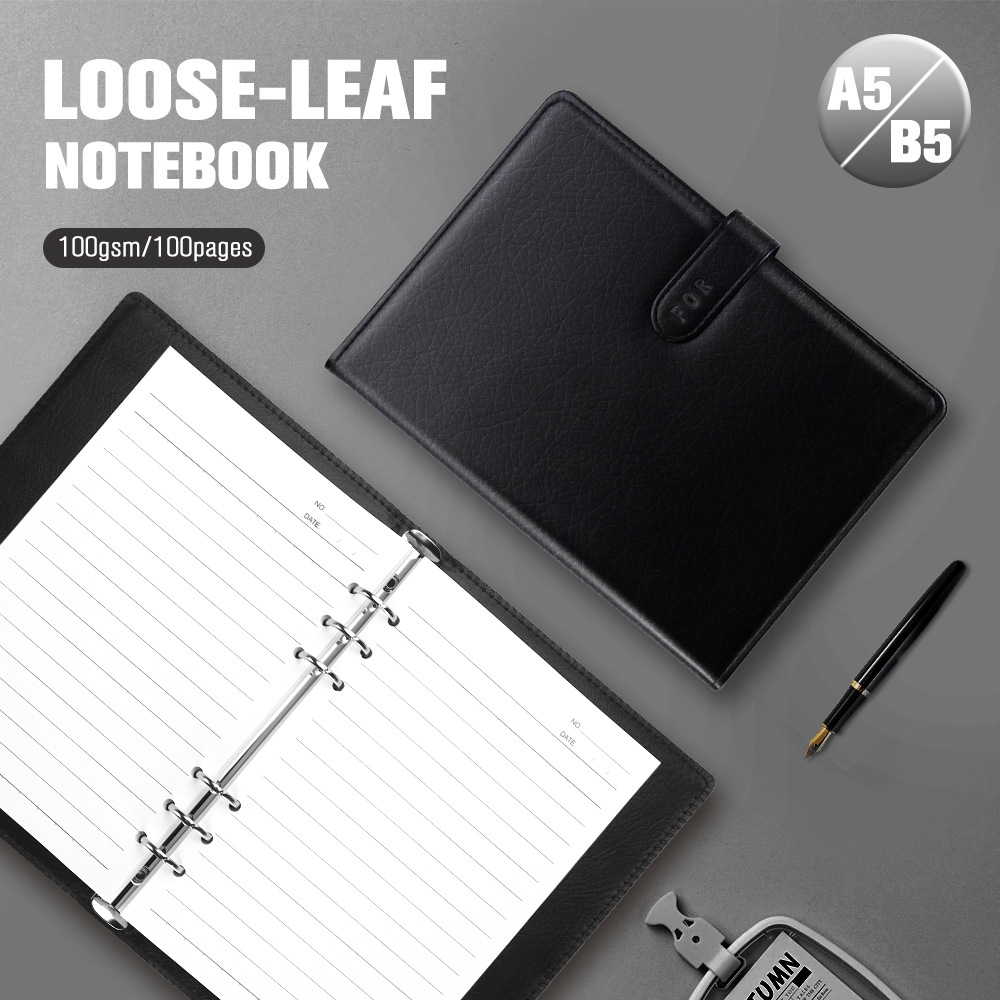 A5 cuaderno de escritorio de negocios estudio diario regalo de cuero suave grueso de alto valor de la cara cuaderno de hebilla