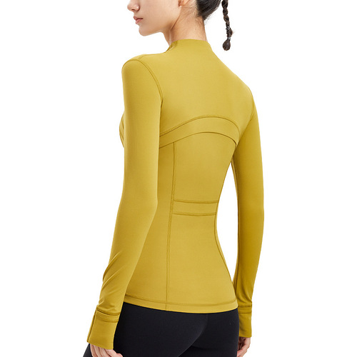 New stand-up collar yoga jacket women's long-sleeved nude top zipper outdoor fitness casual running sports jacket