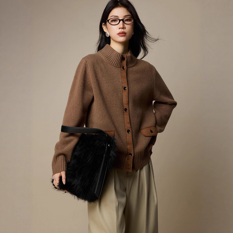 Korean-Style Melard 100% Wool Sweater for Women, Coarse Knit Autumn and Winter Coat, 2026 New Spring Women's Knit Cardigan
