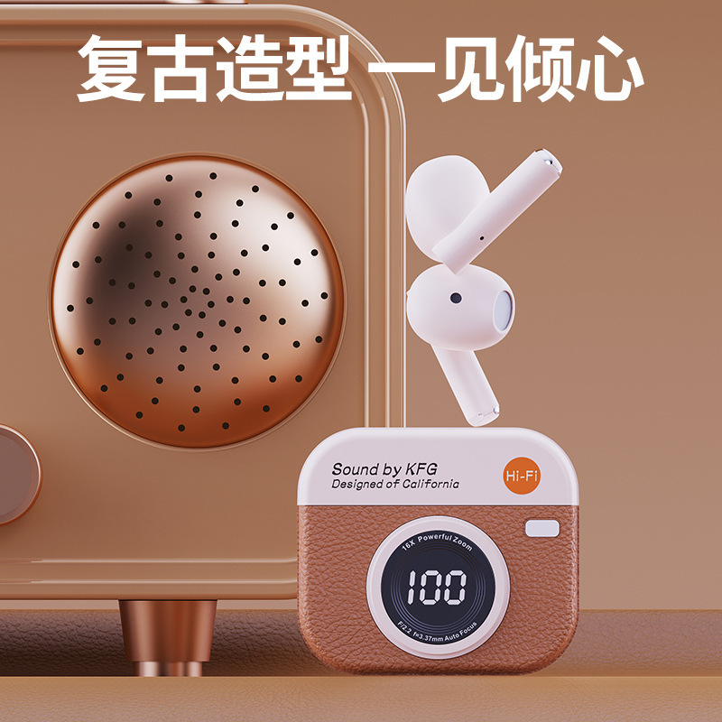 ベルリンサウンドエフェクトワイヤレス Q86 Bluetooth ヘッドセット新しいセミインイヤースポーツノイズリダクション超長バッテリー寿命レトロカメラ|undefined
