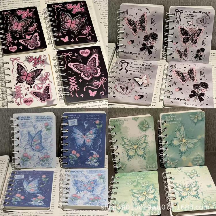 A7 Combination Series Coil Notebook, Stylish and Aesthetically Pleasing, Thickened Lined Small Notebook for Students and Girls