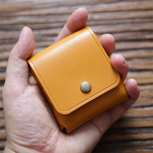 男女迷你零钱包植鞣头层牛皮搭扣硬币包真皮耳机保护套短款小钱包