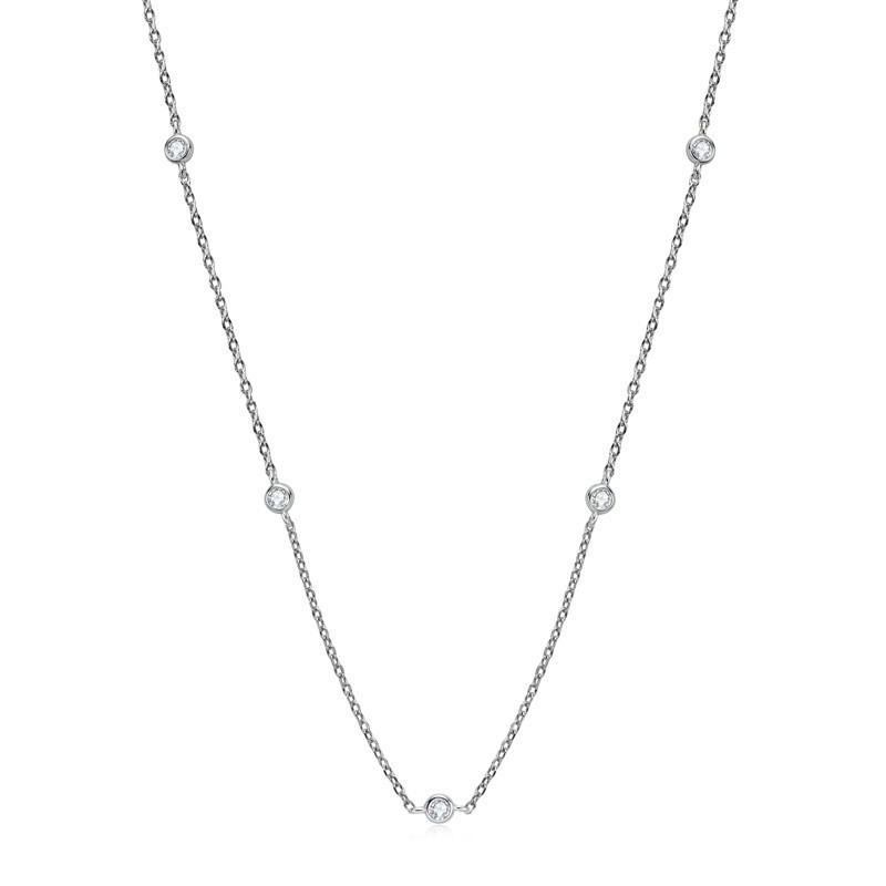 2024 Comercio exterior nuevo europeo y americano de lujo de alto grado moissanite collar femenino estrellado s925 plata esterlina Cadena de hueso al por mayor