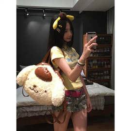 2024新款毛绒包包女秋冬日系大号托特包可爱布丁狗学生包