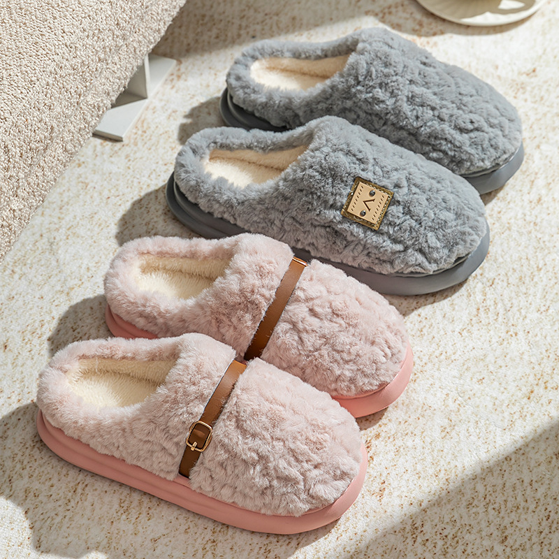 Patchwork Fleece Women's Maternity Cotton Slippers for Autumn and Winter Indoor Home Warm Comfortable Plush Household Men's Cotton Slippers Patchwork Fleece Women's Maternity Cotton Slippers for Autumn and Winter Indoor Home Warm Comfortable Plush Household Men's Cotton Slippers