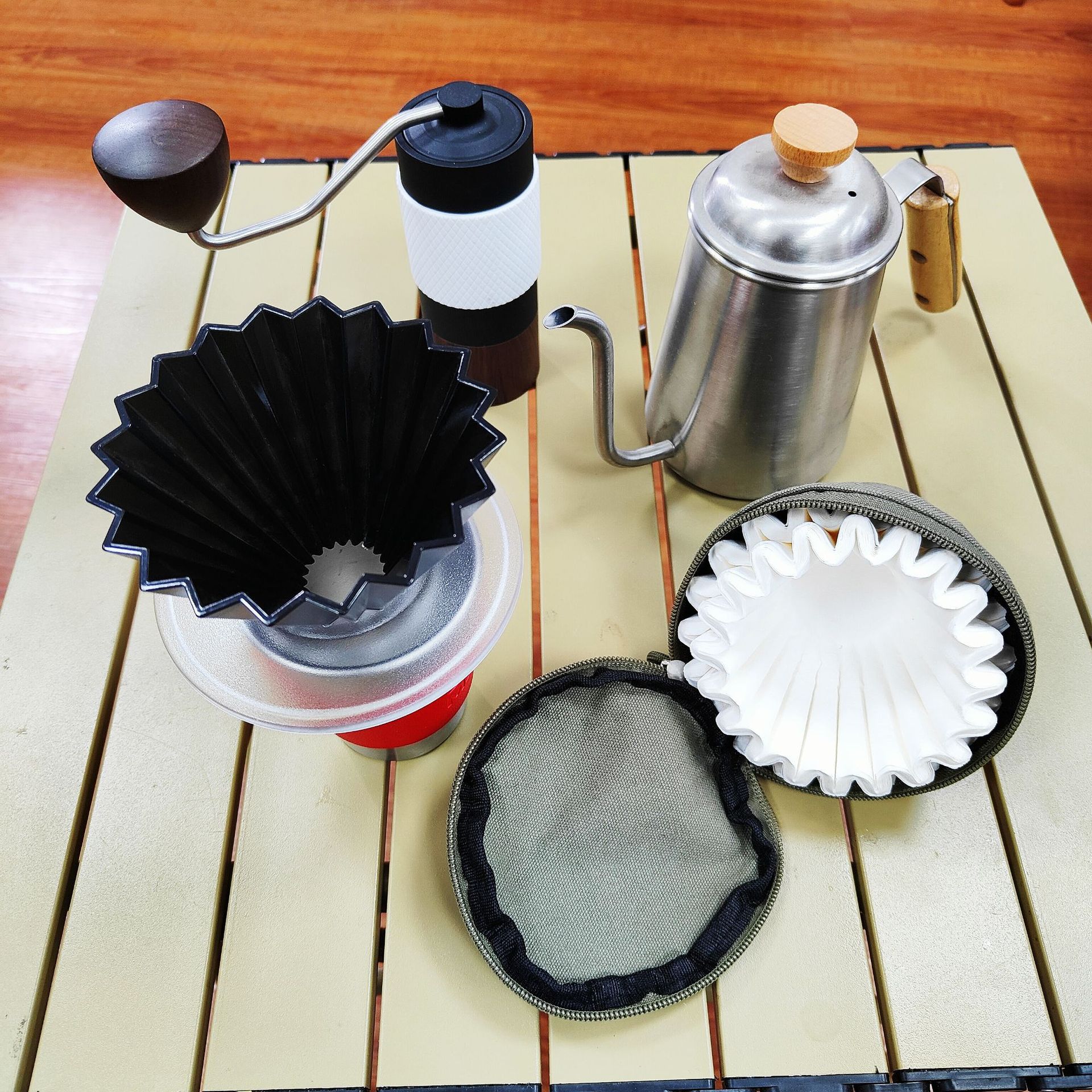 Pastel de papel de filtro caja de almacenamiento de molienda a mano bolsa de almacenamiento de café bolsa conveniente acampar al aire libre mano café bolsa de viaje