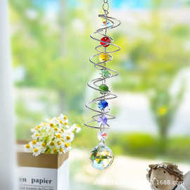 螺旋尾风旋转水晶球摩比斯环永恒动力风钟彩虹制造花园悬挂装饰品