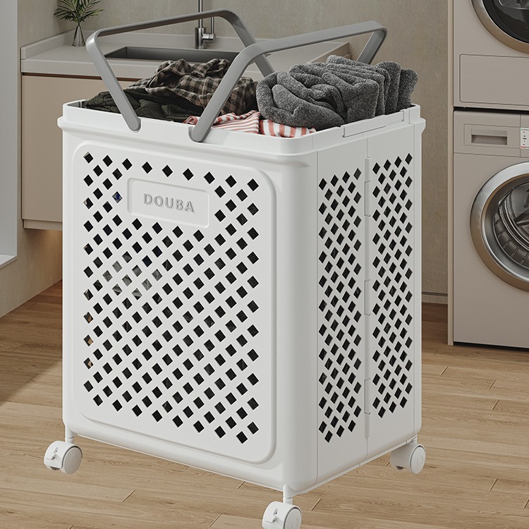 Dirty Clothes Blue Laundry Basket with Wheels for Bathroom Storage, Household Laundry Basket, Dirty Clothes Blue Organizing Tool