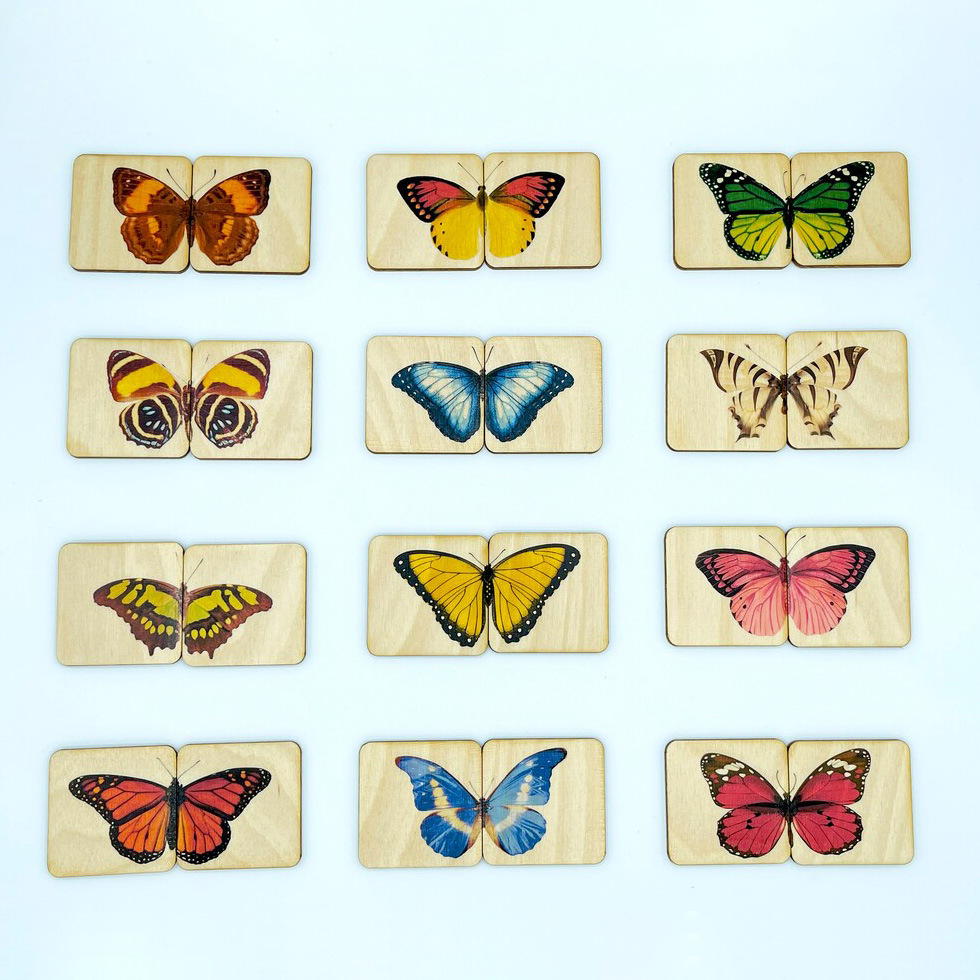 Cross-Border Wooden Butterfly Matching Game Montessori Wooden Butterfly Puzzle Game Children's Early Education Educational Toys