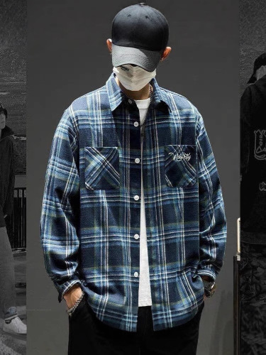 Black and White Grid Shirt Men's Han Style Trendy Casual Youth Couple's Shirt Stylish Versatile Hong Kong Style Jacket