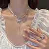 Necklace from pearl, small zirconium with tassels, design advanced chain for key bag , 2022 collection, light luxury style, high-quality style
