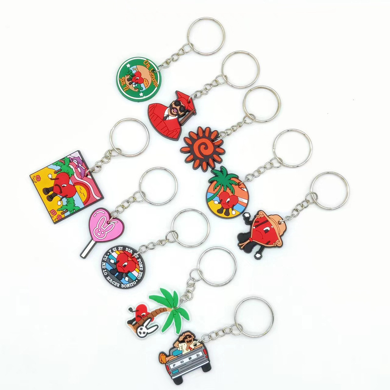 European and American Bad Rabbit keychain 3D three-dimensional key ring cartoon pendant bag key accessories Amazon small gift