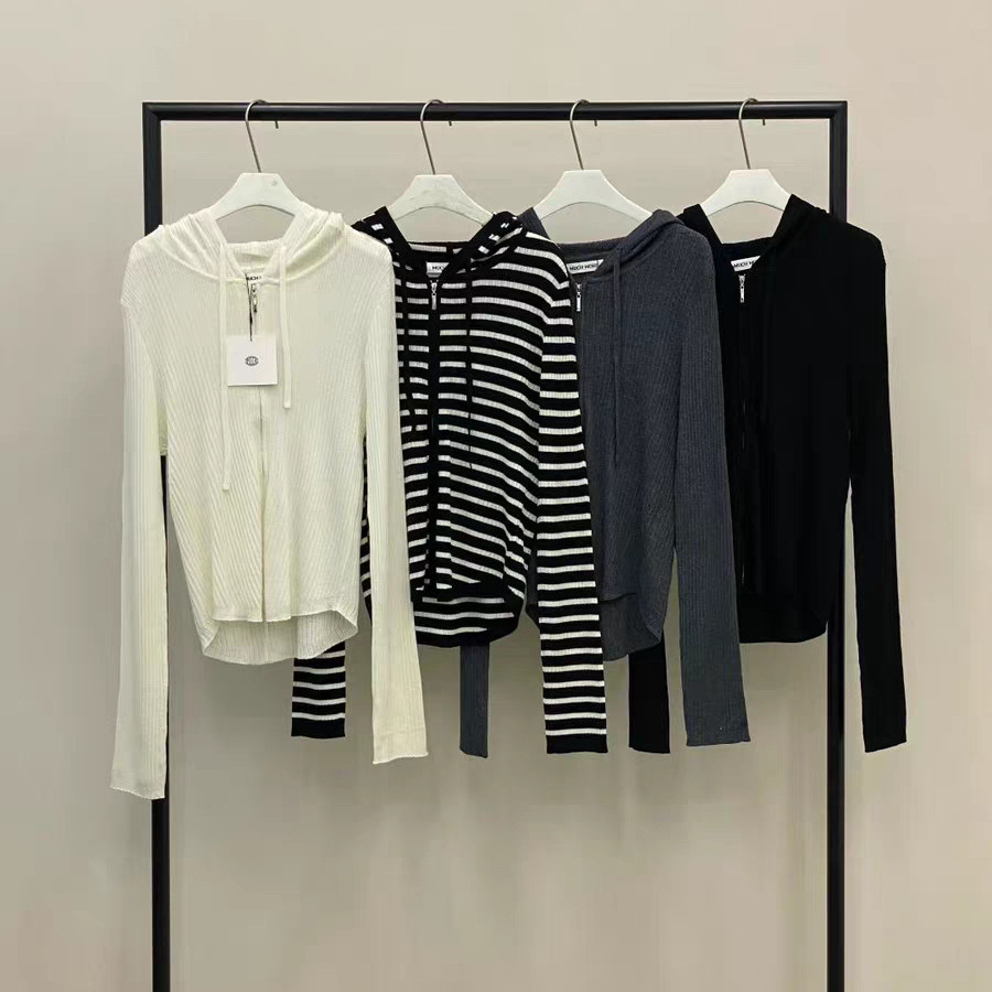 No Returns or Exchanges 2026 Spring New Korean Dongdaemun Stylish Slimming Hooded Zipper Knitted Sweatshirt Jacket Top