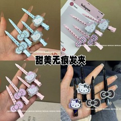 Kt猫の蝶結びのヘアピンの壊れたヘアピンの少女の心の前髪のサイドクリップの新型の甘い銀の色の交差の蝶結び