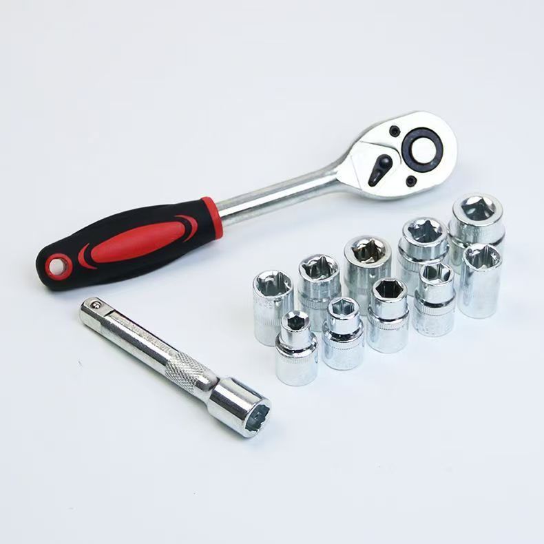 12 piezas de llave de trinquete, herramienta de manguito de reparación rápida, manual para automóviles y motocicletas