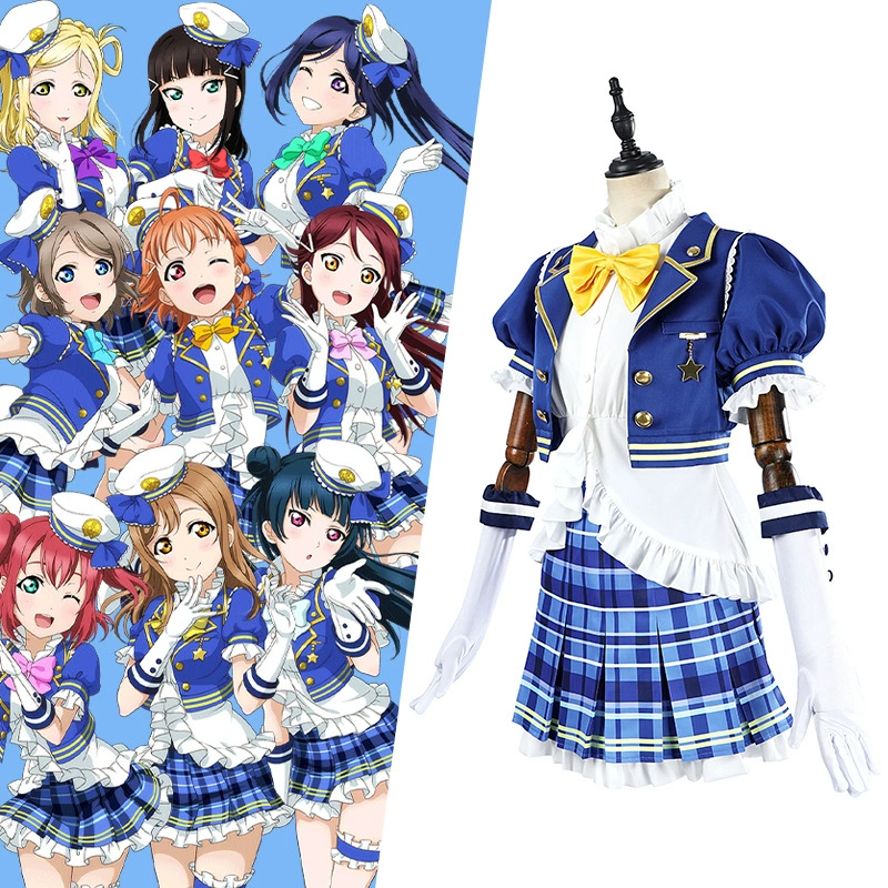 Lovelive косплей, одежда Aqours, сценический костюм «Navy Awakening», женский косплей для выступлений, двумерный стиль