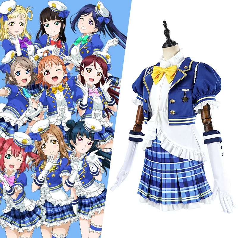 Lovelive косплей, одежда Aqours, сценический костюм «Navy Awakening», женский косплей для выступлений, двумерный стиль
