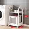4002 pearl white round armrest 2-tier laundry hamper with storage shelf