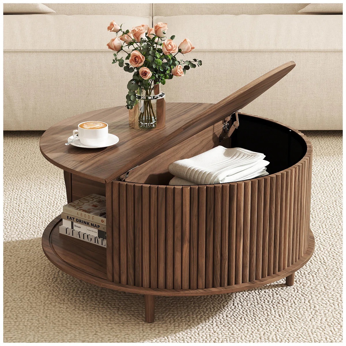 Amazon Coffee Table Best-Selling Rolling Door Storage Cabinet with Coffee Table Coffee Table Simple Export Cross-Border
