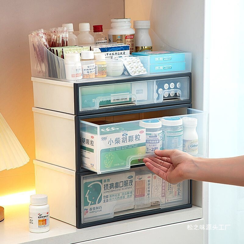 家用药箱家庭装大号抽屉式常用药品收纳盒多层大容量透明分|undefined