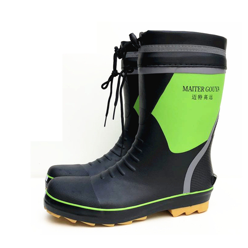 Matigao far-reaching steel head rain boots anti-punch anti-puncture mid-calf rubber water shoes steel sole soft breathable sweat-absorbent stylish