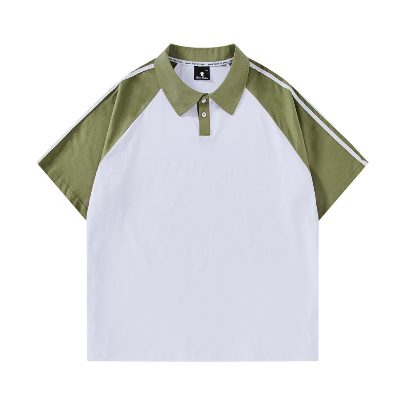 Procesamiento de camisa de Polo de manga corta de algodón Raglan impreso LOGO Hong Kong estilo de clase de moda uniforme grupo uniforme actividad T-shirt producción
