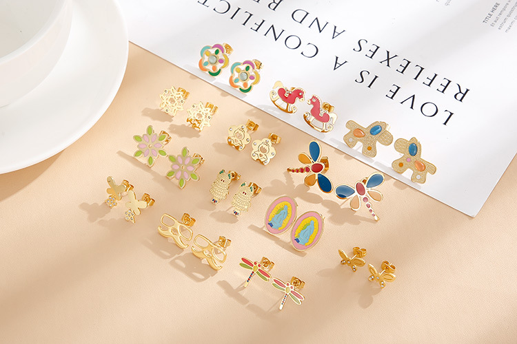 fashion creative dragonfly earrings diamond necklace set wholesale