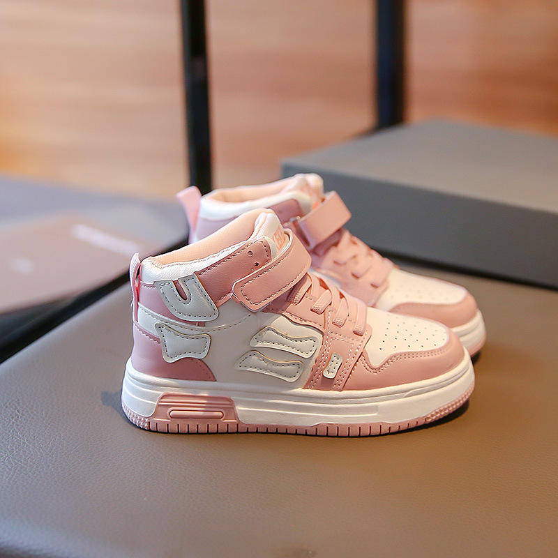 Barn högtopp sportsko Trend 2023 Höst Ny Student Läder Panel Sh för pojkar och flickor Halkfri Casual_voghion.com