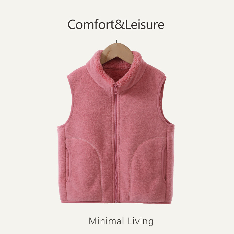 Niños chaleco de terciopelo engrosado otoño invierno uniformes calientes artefactos de niños padres niñas hombros de abrigos sin mangas calientes