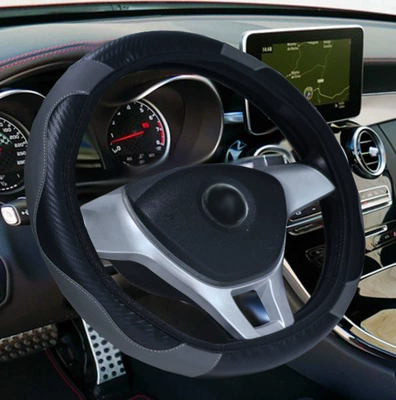 Steering wheel cover – seasons universal handle cover wholesale - black-gray-38cm