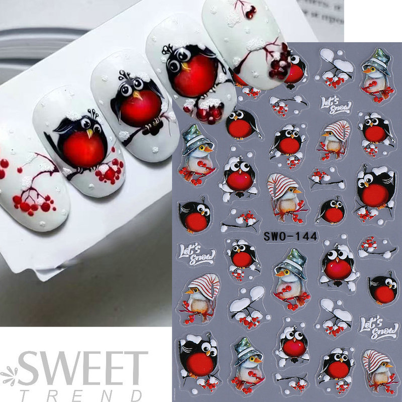 Cross-Border New Christmas Nail Art Stickers 3D Micro-Carved Stereo Dwarf Santa Claus Snowman Reindeer Nail Stickers