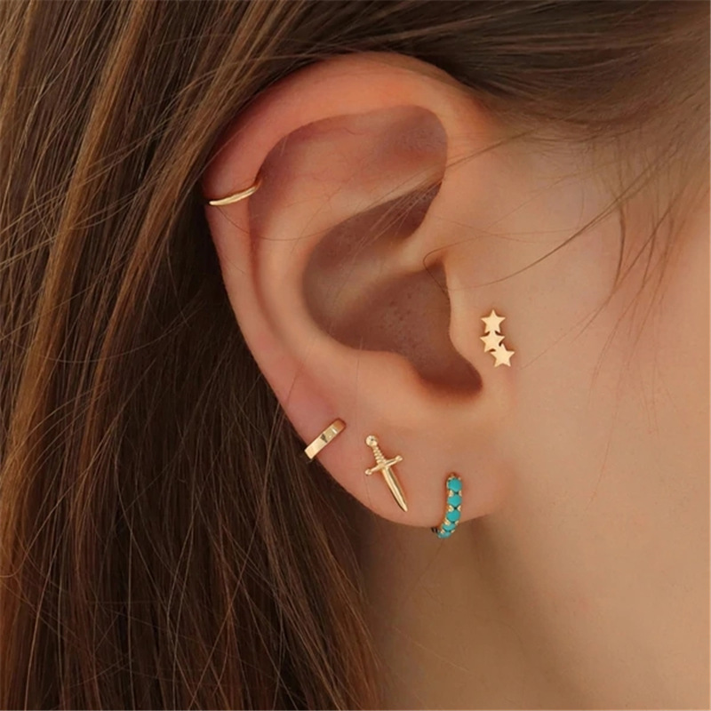INS Style Geometric Sterling Silver Plating Zircon Earrings 1 Pair