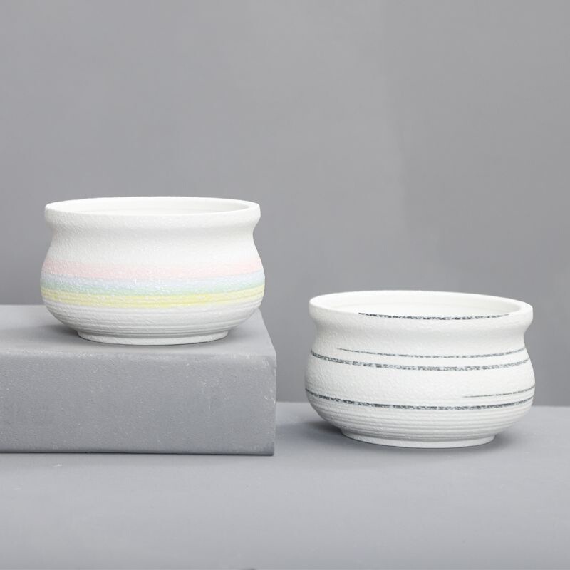 New Snowflake Glaze Succulent Flower Pot Ceramic European-Style Cluster Pot High-Value Coarse Pottery Breathable Simple Cute Small Platter
