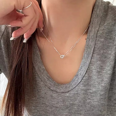 S925 スターリングシルバーミニマリストスタイルリング二層ネックレス女性の鎖骨チェーンニッチハイエンドライト高級多用途新製品アクセサリー